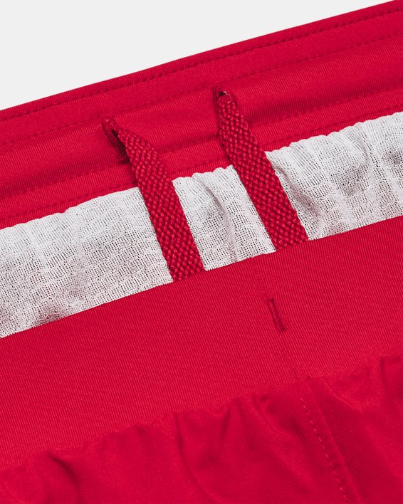 Women's UA Fly-By 2.0 Collegiate Sideline Shorts, Red, pdpMainDesktop image number 3